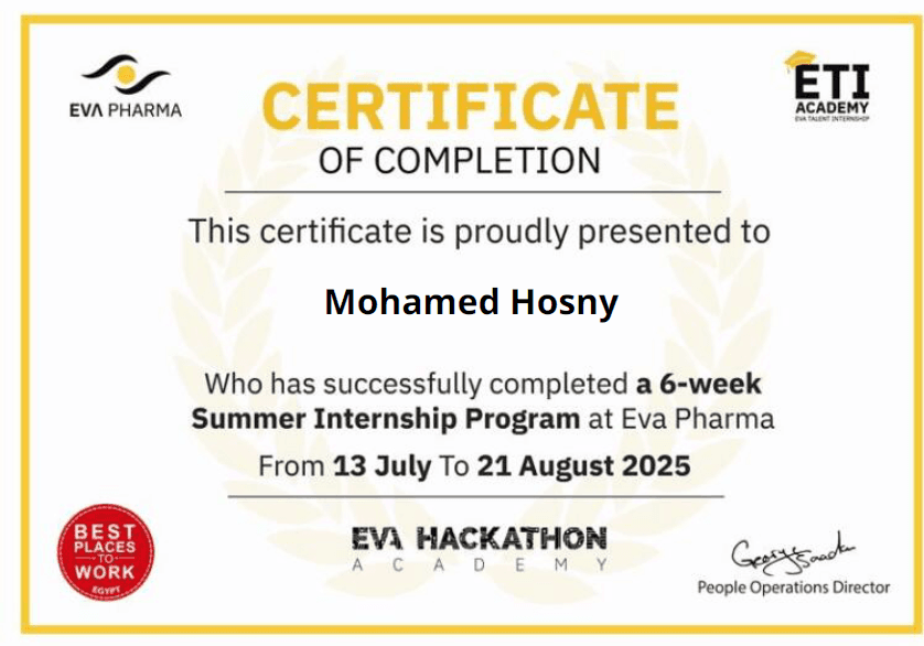 EVA Pharma Internship Certificate logo
